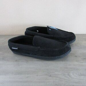 Isotoner Men's 8-9  Memory Foam MicroTerry Slip On Loafer Slippers - Black